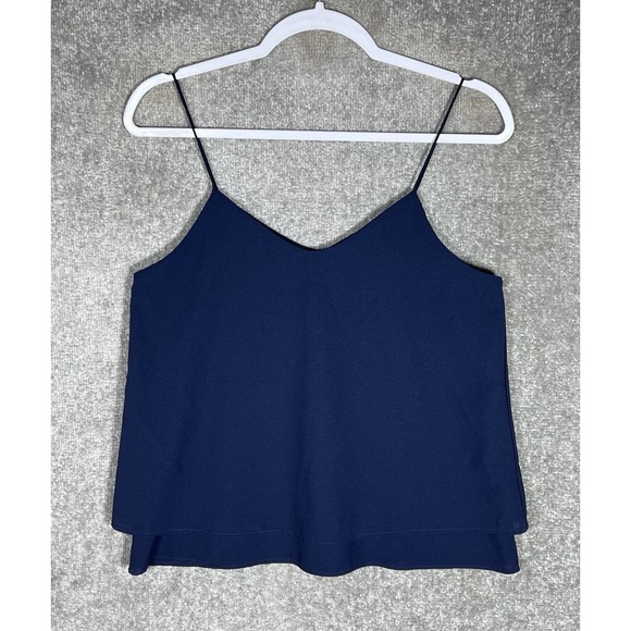 Paper Crane Tank Top Womens Size Small Blue Sleeveless Tiered Hem V-Neck - Picture 1 of 7